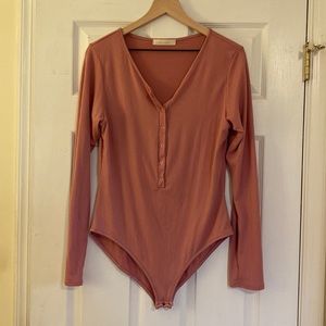 Pink Ribbed Bodysuit